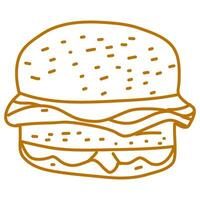 hamburger doodle. burger doodle. hand drawn of burger. doodle of hamburger. fast food doodle element. vector