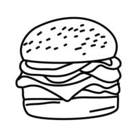 hamburger doodle. burger doodle. hand drawn of burger. doodle of hamburger. fast food doodle element. vector