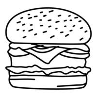 hamburguesa garabatear. hamburguesa garabatear. mano dibujado de hamburguesa. garabatear de hamburguesa. rápido comida garabatear elemento. vector