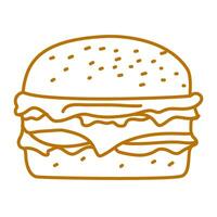 hamburger doodle. burger doodle. hand drawn of burger. doodle of hamburger. fast food doodle element. vector