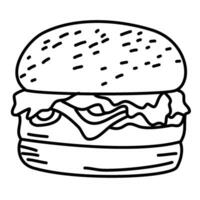 hamburger doodle. burger doodle. hand drawn of burger. doodle of hamburger. fast food doodle element. vector