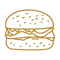 hamburger doodle. burger doodle. hand drawn of burger. doodle of hamburger. fast food doodle element. vector