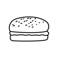 hamburger doodle. burger doodle. hand drawn of burger. doodle of hamburger. fast food doodle element. vector