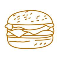 hamburger doodle. burger doodle. hand drawn of burger. doodle of hamburger. fast food doodle element. vector