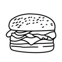 hamburger doodle. burger doodle. hand drawn of burger. doodle of hamburger. fast food doodle element. vector