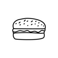 hamburger doodle. burger doodle. hand drawn of burger. doodle of hamburger. fast food doodle element. vector