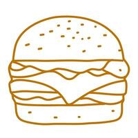 hamburger doodle. burger doodle. hand drawn of burger. doodle of hamburger. fast food doodle element. vector