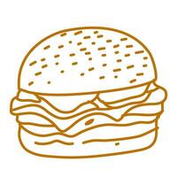 hamburger doodle. burger doodle. hand drawn of burger. doodle of hamburger. fast food doodle element. vector