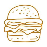 hamburger doodle. burger doodle. hand drawn of burger. doodle of hamburger. fast food doodle element. vector