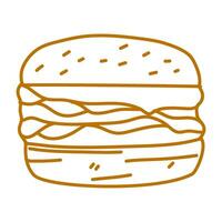 hamburger doodle. burger doodle. hand drawn of burger. doodle of hamburger. fast food doodle element. vector