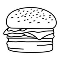 hamburger doodle. burger doodle. hand drawn of burger. doodle of hamburger. fast food doodle element. vector