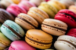 AI generated Aromatic Macaroons dessert. Generate Ai photo