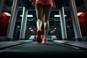 AI generated Strenuous Move legs on treadmill. Generate Ai photo