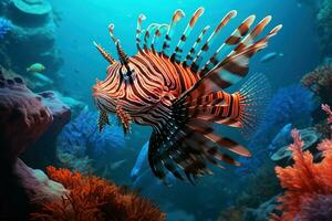 AI generated Graceful Ocean lionfish. Generate Ai photo