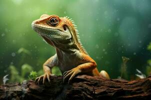 AI generated Striking Lizard view colorful background. Generate Ai photo