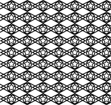 sin costura vector textura en el formar de un negro geométrico modelo con estrellas en un blanco antecedentes