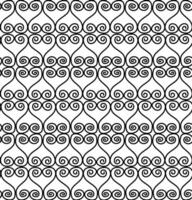 Vector geometric black pattern in the form of an original lattice of spirals on a white background