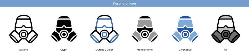 respirador icono conjunto vector