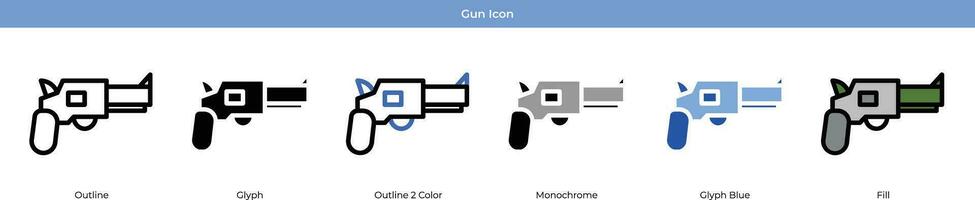 pistola icono conjunto vector