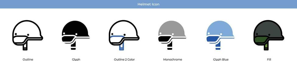 casco icono conjunto vector