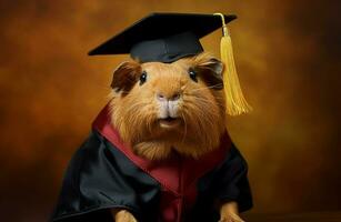 AI generated Trainable Graduate guinea pig mammal. Generate Ai photo