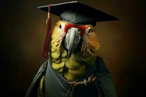 AI generated Charming Graduate parrot school. Generate Ai photo