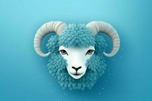 AI generated Friendly Head cute ram nature. Generate Ai photo