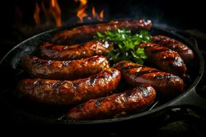 AI generated Savory Grilled sausages. Generate Ai photo