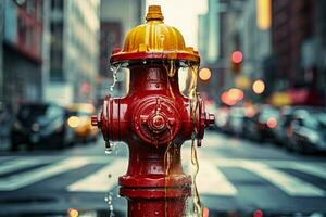 AI generated Sturdy Hydrant street city. Generate Ai photo