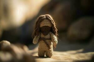 AI generated Handmade amigurumi doll. Generate ai photo