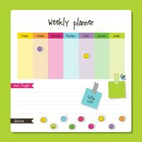 Planner. Weekly Note paper, Notes, to do list. Organiser planner template. vector