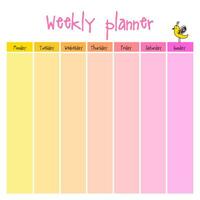 Planner. Note paper, Notes, to do list. Organiser planner template. Note paper. Weekly. Printable. vector