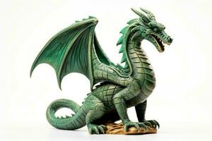 AI generated Detailed Green wooden dragon. Generate Ai photo