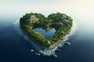 AI generated Serene Heart island shape summer. Generate Ai photo