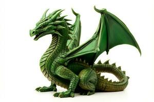 AI generated Carved Green wooden dragon. Generate Ai photo