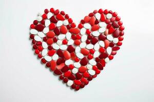 AI generated Small Heart tablet and pills. Generate Ai photo