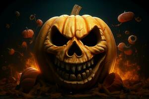 AI generated Festive Halloween pumpkin. Generate Ai photo