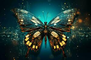 AI generated Innovative Information technology butterfly. Generate Ai photo