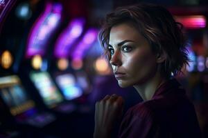 AI generated Immerses female casino viewer. Generate ai photo