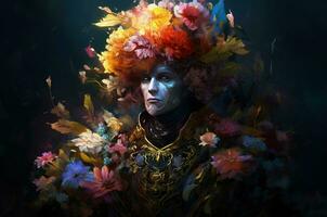 AI generated King flower head decoration digital art. Generate ai photo
