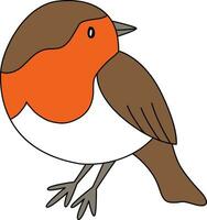 Robin bird, cartoon, drawn with simple lines, doodle, hand-drawn with a simple and smooth style. The robin bird is cute vector