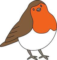 Robin bird, cartoon, drawn with simple lines, doodle, hand-drawn with a simple and smooth style. The robin bird is cute vector