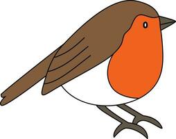 Robin bird, cartoon, drawn with simple lines, doodle, hand-drawn with a simple and smooth style. The robin bird is cute vector