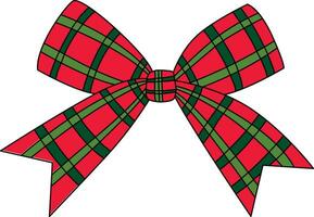 Ribbon tied into a beautiful bow, drawn with simple lines. The bow is attached to gift boxes or embellishes cards. Hand drawn bow with simple lines. Ribbon tied Christmas bow adorned with holly. vector