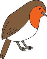 Robin bird, cartoon, drawn with simple lines, doodle, hand-drawn with a simple and smooth style. The robin bird is cute vector