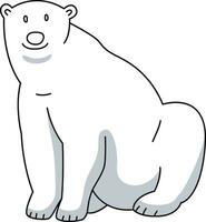 polar oso estar con posa el polar oso es blanco en pie en dos y cuatro piernas, dibujado por mano con sencillo y sencillo líneas. linda garabatear dibujos animados de un polar oso en pie vector