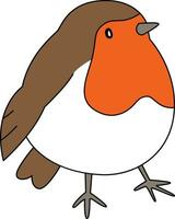 Robin bird, cartoon, drawn with simple lines, doodle, hand-drawn with a simple and smooth style. The robin bird is cute vector