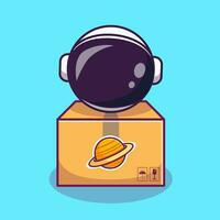 Cute Astronaut In Box Cartoon Vector Icon Illustration Science Technology Icon Concept Isolated Premium Vector. Flat Cartoon Style