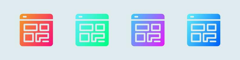 Layout solid icon in gradient colors. Dashboard signs vector illustration.