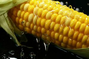AI generated Corn on the cob with a pat of melting butter and photo